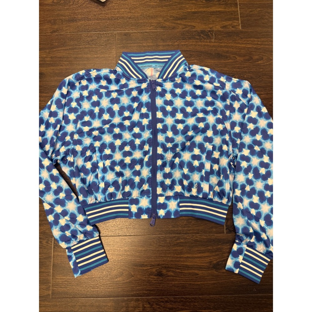 FP Movement by Free People "Top Seed" Printed Tennis Jacket - Blue/White, Size S